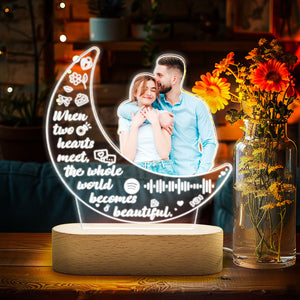 Personalized Photo Acrylic Moon Lamp Custom Night Light Gift for Couple Home Decor - MadeMineAU