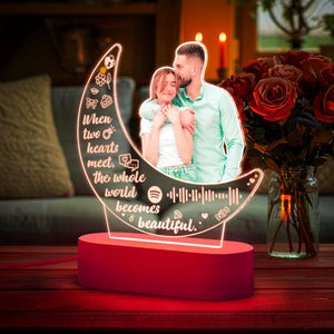 Personalized Photo Acrylic Moon Lamp Custom Night Light Gift for Couple Home Decor - MadeMineAU