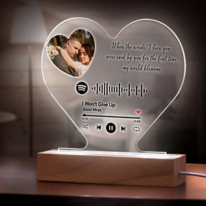 Gift For Father Custom Heart-Shaped Music Code Plaque Night Light