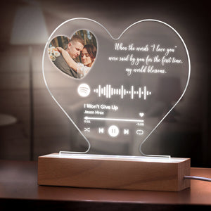 Gift For Father Custom Heart-Shaped Music Code Plaque Night Light