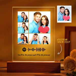 Custom Photo Spotify Plaque/Night Light Personalized Music Spotify Code Best Gift for Lovers