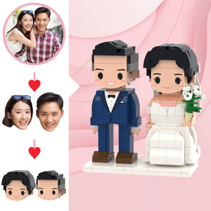 Wedding Gifts Western Style Wedding Cute Face Brick Figures Customizable Head 2 People Custom Brick Figures - MadeMineAU