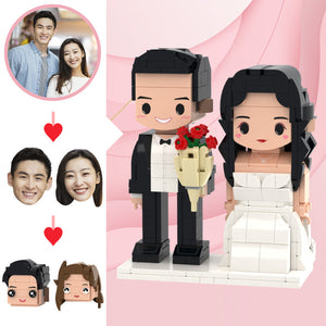 Wedding Gifts Romantic Wedding Cute Face Brick Figures Customizable Head 2 People Custom Brick Figures - MadeMineAU