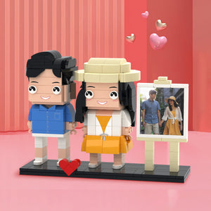 Sweet Couple Gifts Full Body Customizable 2 People Photo Frame Custom Brick Figures - MadeMineAU