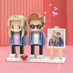 Valentine's Day Gifts Full Body Customizable 2 People Photo Frame Custom Cute Brick Figures - MadeMineAU