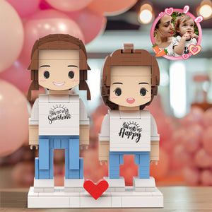 Gift for Mom Matching Shirt You Are My Sunshine Customizable Head 2 People Custom Brick Figures - MadeMineAU