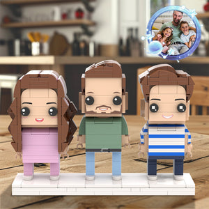 Gift For Dad Fully Body Customizable Father's Day Custom Brick Figures For Dad 3 People Custom Brick Figures For Daddy On Father's Day - MadeMineAU