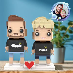 Father's Day Matching King and Prince Biggie Smalls Shirt Customizable Head 2 People Custom Brick Figures for Daddy On Dad's Day - MadeMineAU