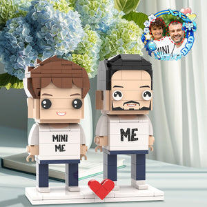 Matching Mini Me Shirt Customizable Head 2 People Custom Brick Figures for Daddy On Father's Day - MadeMineAU