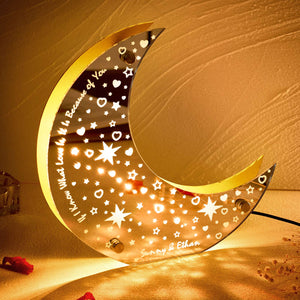 Personalized Engraved LED Moon Mirror Light Custom Home Decor Gift for Couple - MadeMineAU