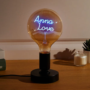 Personalized Household Gifts Custom Text Vintage Edison Led Filament Modeling Lamp Blue and Red Soft Light Bulbs - MadeMineAU