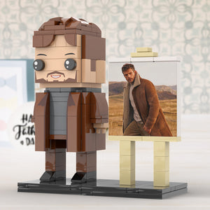 Full Body Customizable 1 Person Cool Young Daddy In Long Brown Coat Custom Brick with Frame Figures Small Particle Block Toy Brick Me Figures For Father's Day - MadeMineAU