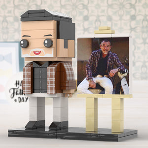 Full Body Customizable 1 Person Cool Daddy  in Classic Plaid Shirt Custom Brick with Frame Figures Small Particle Block Toy Brick Me Figures For Father's Day - MadeMineAU