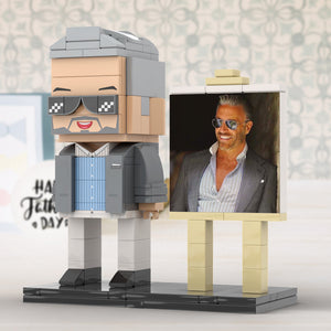 Full Body Customizable 1 Person Cool Daddy In Grey Suit With Sunglasses Custom Brick with Frame Figures Small Particle Block Toy Brick Me Figures For Father's Day - MadeMineAU