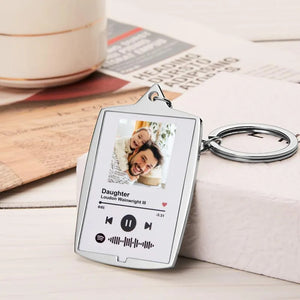 Custom Scannable Spotify Code Music Keychain for New Dad First Father's Day Gifts