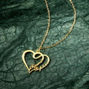Overlapping Heart Two Name Necklace 14k Gold Plated - MadeMineAU