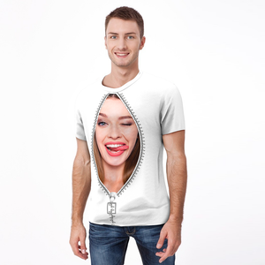 Custom Face Zipper All Over Print T-shirt - MadeMineAU