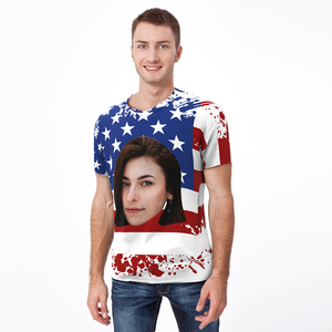 Custom Face American Flag T-shirt - MadeMineAU