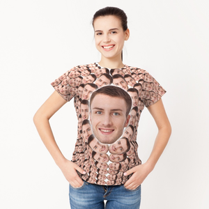 Custom Faces Mash Funny All Over Print T-shirt Woman - MadeMineAU