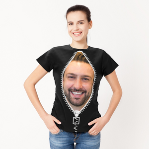 Custom Face Zipper All Over Print T-shirt - MadeMineAU