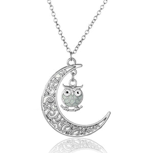 Owl Luminous Alloy Necklace Yellow And Green For Girls - MadeMineAU