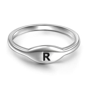 Letter R Simple Halo Ring 925 Sterling Silver For Women Girls - MadeMineAU
