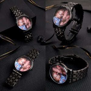 Custom Photo Watch Engraved Alloy Bracelet Gifts for Him