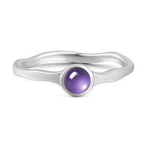 Purple Crystal Silver Wedding Ring For Women Girls - MadeMineAU
