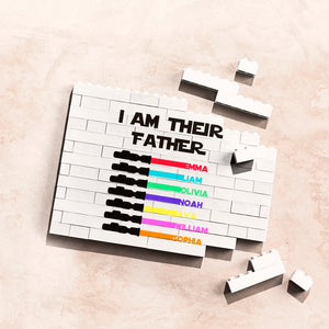 Gift For Dad Personalised Building Brick Custom Photo Block Square Shape I AM Their Father Block Custom Light Saber Gifts