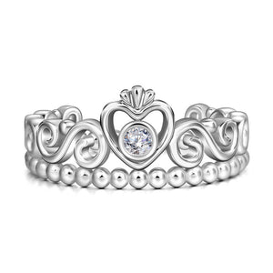 Princess Crown Silver Ring With Zircon For Girls Birthday Gift - MadeMineAU