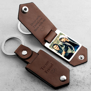 Drive Safe Keychain to My Bro Custom Leather Photo Text Keychain with Engraved Text - myphotowalletau