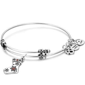 Christmas Stock Charm Bangle Silver For Children - MadeMineAU