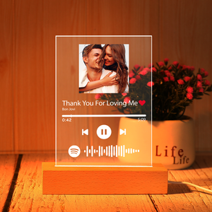 Custom Spotify Code Music Plaque Glass Lamp Orange Night Light(4.7in x 7.1in)