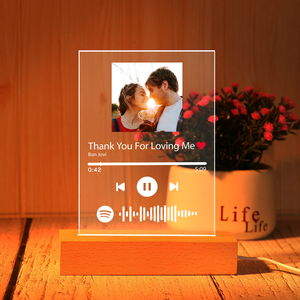 Custom Spotify Code Music Plaque Glass Lamp Orange Night Light For Christmas (4.7in x 7.1in)