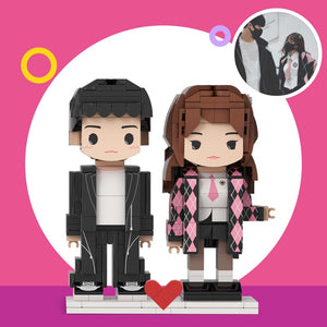 Customizable Fully Body 2 People Custom Brick Figures Anniversary Gift Persanalized Cute Face Brick Figures