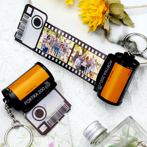 Custom Camera Roll Keychain For Mother Personalized Multiphoto Keychain Degradable Material Film Roll Keychain