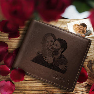 Au Men's Brown Custom Photo Wallet Best Gifts For Valentine's Day Anniversary Gifts