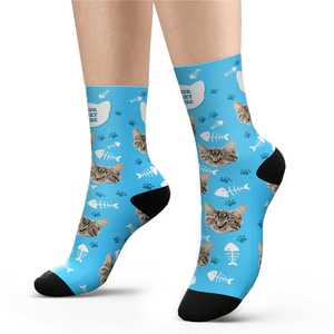 Custom Cat Photo Socks With Your Text