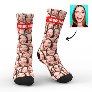 Custom Photo Mash Socks With Your Text