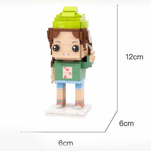 Fully Body Customizable 1 Person Custom Brick Figures Custom Block Heads Small Particle Block Man with Hat