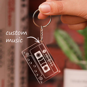 Custom Spotify Code Cassette Tape Keychain Vintage Cassette Style Key Ring-Mother`s Day Gifts - MadeMineAU