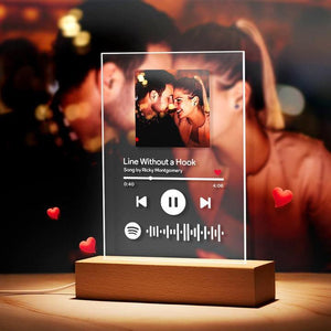 Custom Night Light - Spotify Code Music Plaque Glass (4.7in x 7.1in) Best Gift Choice Anniversary Gifts