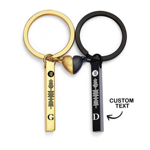 Set Magnet Heart Cute Custom Initial Keychain Spotify Music Keychain for Couple - MadeMineAU