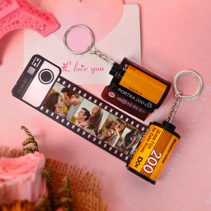 Family Gifts Custom Camera Roll Keychain Personalized Multiphoto Keychain Degradable Material Film Roll Keychain