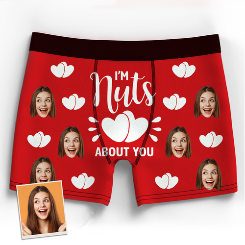 Valentine's Gift Custom Boxer Shorts - I'm Nuts About You