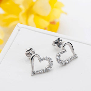 Heart Stud Earring Silver Plated With Zircon For Girlfriend - MadeMineAU