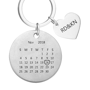 Custom Photo Engraved Calendar Keyring Best Gift For Anniversary