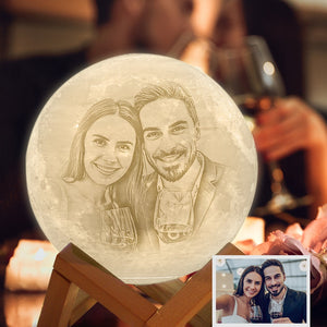 Custom 3D Printing Photo Moon Lamp & Engraving Custom 3D Print Luna Light Painting Light Gifts For Lover