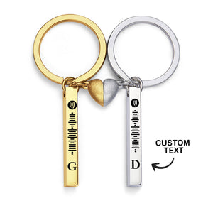 Set Magnet Heart Cute Custom Initial Keychain Spotify Music Keychain for Couple - MadeMineAU