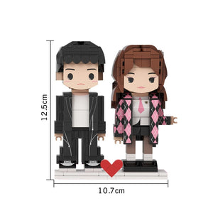 Customizable Fully Body 2 People Custom Brick Figures Anniversary Gift Persanalized Cute Face Brick Figures